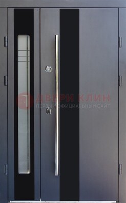 Серая стальная дверь со стеклом ДС-11 в Туле