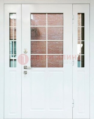Белая стальная дверь со стеклом и фрамугами ДС-27 в Туле