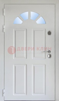 Белая стальная дверь МДФ со стеклом для дома ДС-37 в Туле