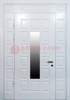 Белая входная дверь с МДФ панелью и стеклом ДС-56 в Туле