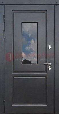 Чёрная металлическая дверь со стеклом ДС-77 в Туле