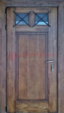 Металлическая дверь с Виноритом со стеклом и ковкой под старину ДСК-209 в Туле