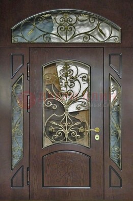 Входная дверь Винорит со стеклом и ковкой и фрамугами ДСК-213 в Туле