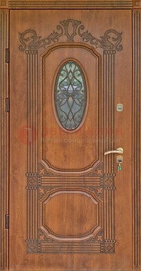 Резная металлическая дверь Винорит со стеклом и ковкой ДСК-215 в Туле