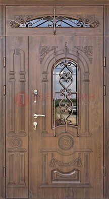 Распашная стальная дверь Винорит со стеклом и ковкой ДСК-232 в Туле