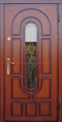 Яркая металлическая дверь Винорит со стеклом и ковкой ДСК-268 в Туле