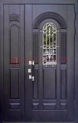 Входная дверь Винорит со стеклом и ковкой с узором ДСК-270 в Туле