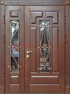 Стальная распашная дверь Винорит стекло и ковка ДСК-274 в Туле