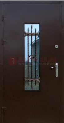 Надежная металлическая дверь со стеклом и ковкой ДСК-47 в Туле