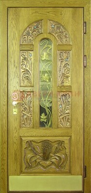 Металлическая дверь со стеклом и ковкой ДСК-90 в гостиницу в Краснознаменске
