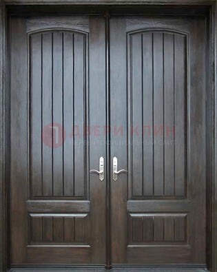 Темная двухстворчатая стальная дверь для дома ДСТ-2 в Туле