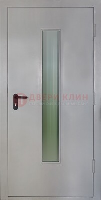 Белая металлическая противопожарная дверь со стеклянной вставкой ДТ-2 в Туле