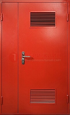 Красная железная техническая дверь с вентиляционными решетками ДТ-4 в Туле