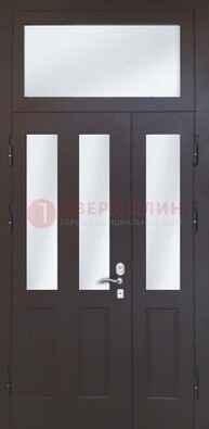 Черная тамбурная дверь со стеклянными вставками ДТМ-38 в Туле