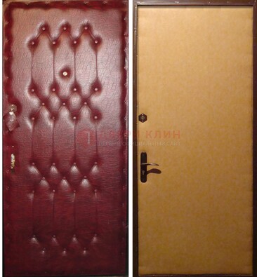 Бордовая металлическая дверь с винилискожей ДВ-1 в Туле