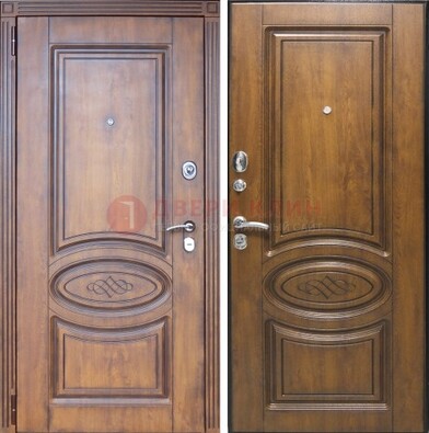 Коричневая металлическая дверь с виноритом ДВТ-10 в Туле