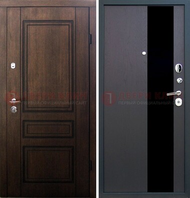 Входная дверь Итальянский орех с МДФ с черным стеклом ДМ-1199 в Туле