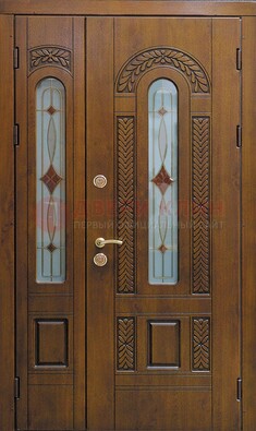 Темная стальная дверь с виноритом и стеклом ДВТ-179 в Туле