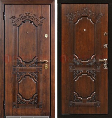Коричневая железная дверь с виноритом и узором ДВТ-211 в Туле