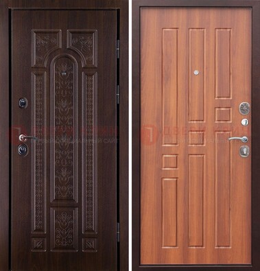 Темная металлическая дверь с виноритом и узором ДВТ-224 в Туле