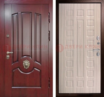 Темно-красная входная дверь с виноритом ДВТ-234 в Туле