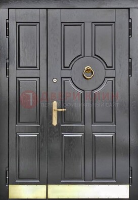 Черная металическая дверь с виноритом для дома ДВТ-241 в Туле