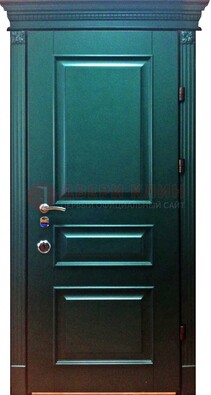 Зеленая входная филенчатая дверь с виноритом ДВТ-62 в Туле