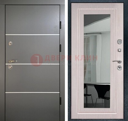 Черная металлическая дверь с зеркалом ДЗ-12 в Туле