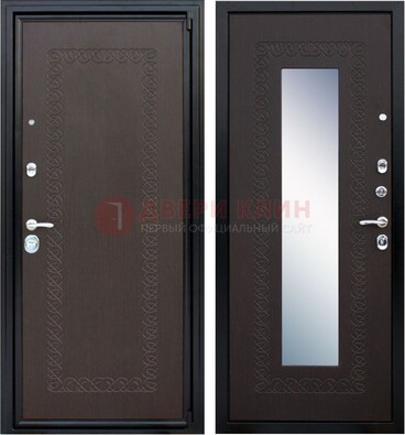 Темная стальная дверь с зеркалом ДЗ-20 в Туле