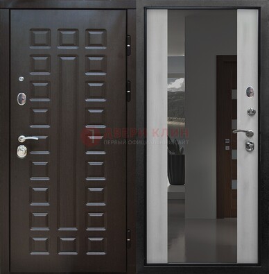 Коричневая металлическая дверь с зеркалом ДЗ-22 в Фрязино