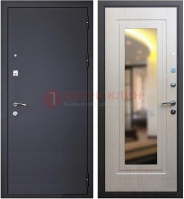 Черная металлическая дверь с зеркалом ДЗ-26 в Туле