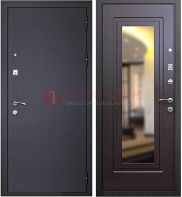 Черная железная дверь с зеркалом ДЗ-30 в Туле