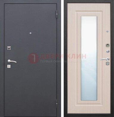 Черная входная дверь с зеркалом МДФ внутри ДЗ-31 в Туле