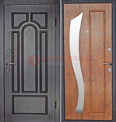 Темная железная дверь с зеркалом ДЗ-35 в Туле
