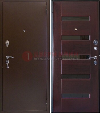 Темная железная дверь с зеркалом ДЗ-42 в Туле