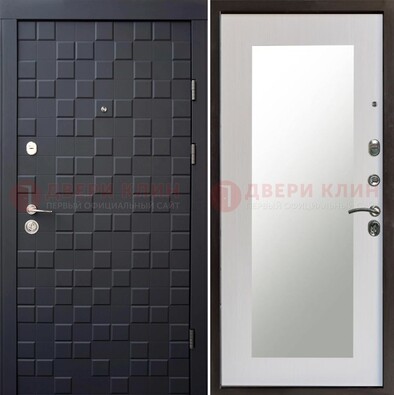 Черная стальная дверь МДФ и зеркалом ДЗ-50 в Туле
