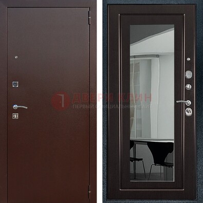 Металлическая дверь с порошковым напылением с МДФ и зеркалом ДЗ-61 в Туле