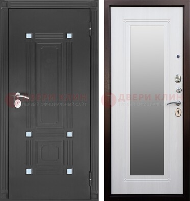 Стальная черная дверь МДФ с зеркалом ДЗ-76 в Туле