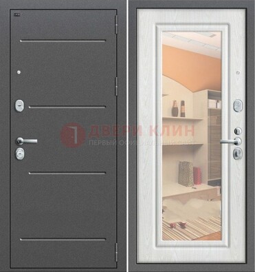 Серая металлическая дверь с зеркалом ДЗ-7 в Туле