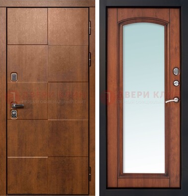 Белая филенчатая дверь с фрезерованной МДФ и зеркалом ДЗ-81 в Туле