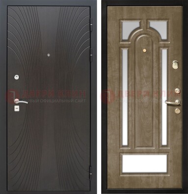 Темная металлическая дверь МДФ с различными зеркальными вставками внутри ДЗ-82 в Туле