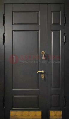 Черная полуторная железная дверь для частного дома ПЛ-2 в Туле