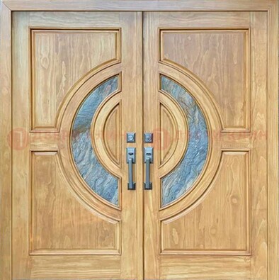 Двухстворчатая металлическая дверь с витражом ВЖ-11 в Туле