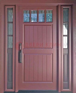 Входная дверь с массивом с фрамугами и витражом ВЖ-19 в Туле